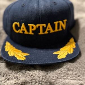 Navy Blue Captain Hat with Yellow Embroidery